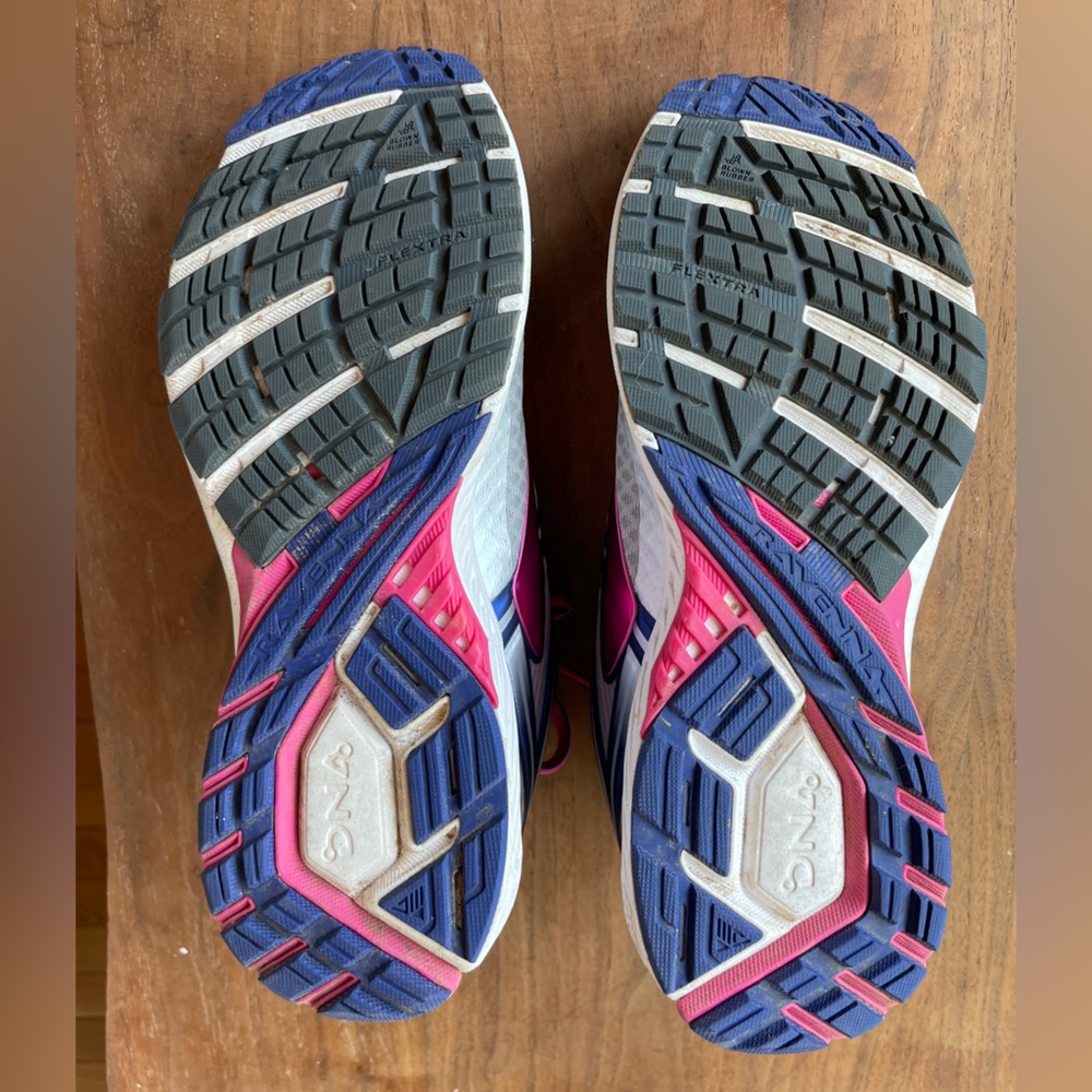 Brooks Womens White Blue Pink Glycerin/Atrena Athletic Running Shoes - Picture 7 of 10